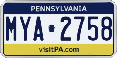 PA license plate MYA2758