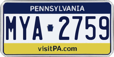 PA license plate MYA2759