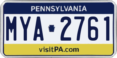 PA license plate MYA2761