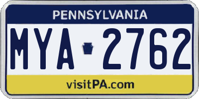 PA license plate MYA2762
