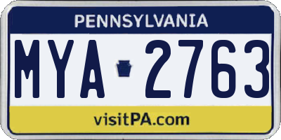PA license plate MYA2763