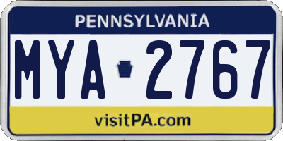 PA license plate MYA2767