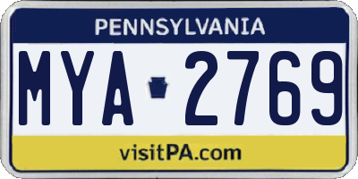 PA license plate MYA2769