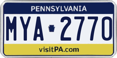 PA license plate MYA2770