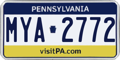 PA license plate MYA2772