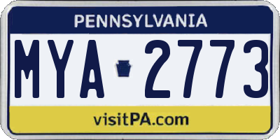 PA license plate MYA2773