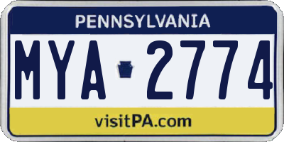 PA license plate MYA2774