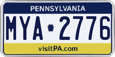 PA license plate MYA2776