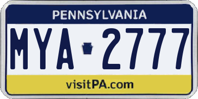 PA license plate MYA2777