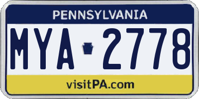 PA license plate MYA2778