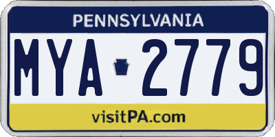 PA license plate MYA2779