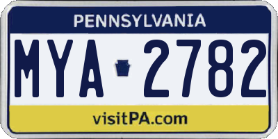 PA license plate MYA2782