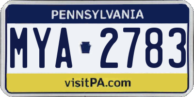 PA license plate MYA2783