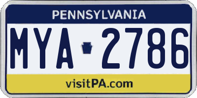 PA license plate MYA2786