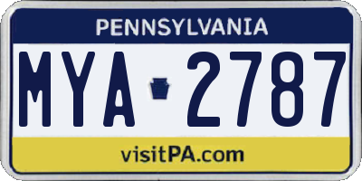PA license plate MYA2787