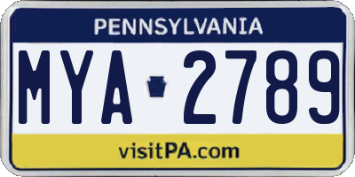 PA license plate MYA2789
