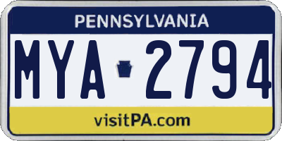 PA license plate MYA2794