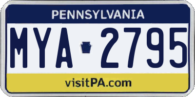 PA license plate MYA2795