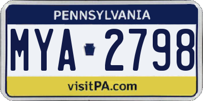 PA license plate MYA2798