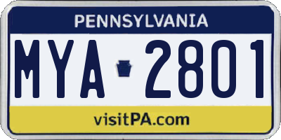 PA license plate MYA2801