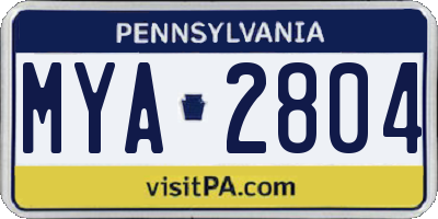 PA license plate MYA2804