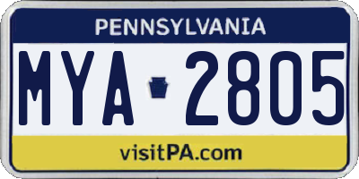 PA license plate MYA2805