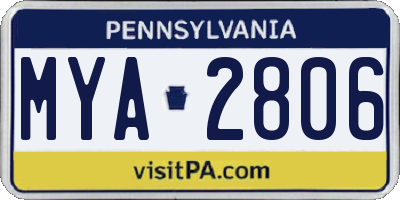 PA license plate MYA2806