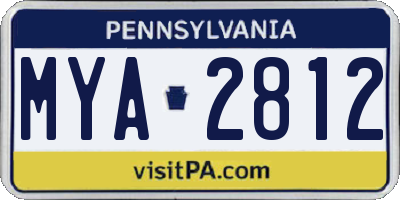 PA license plate MYA2812