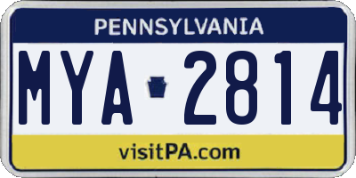 PA license plate MYA2814