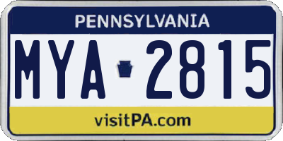 PA license plate MYA2815