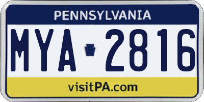 PA license plate MYA2816