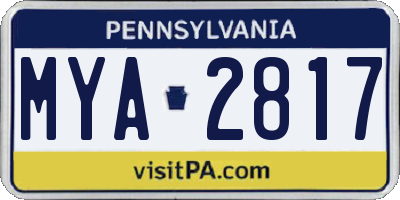 PA license plate MYA2817