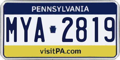 PA license plate MYA2819