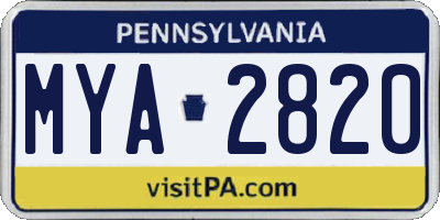 PA license plate MYA2820