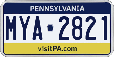 PA license plate MYA2821