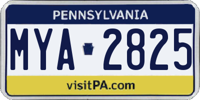 PA license plate MYA2825