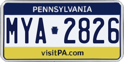 PA license plate MYA2826