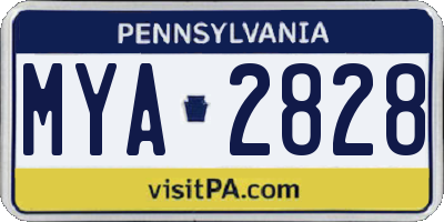 PA license plate MYA2828