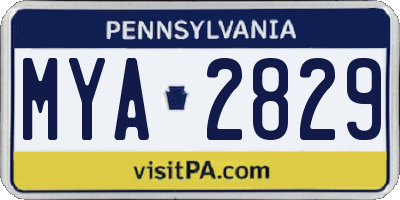 PA license plate MYA2829