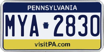 PA license plate MYA2830