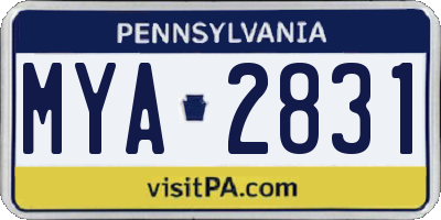 PA license plate MYA2831