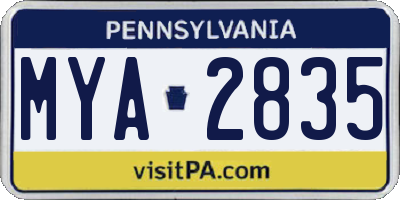 PA license plate MYA2835