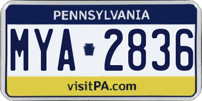 PA license plate MYA2836