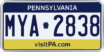 PA license plate MYA2838