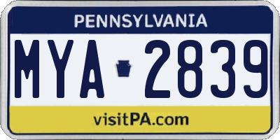 PA license plate MYA2839