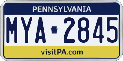 PA license plate MYA2845