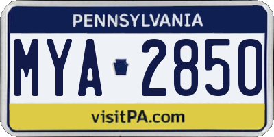 PA license plate MYA2850
