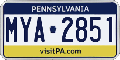 PA license plate MYA2851