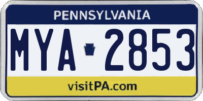 PA license plate MYA2853