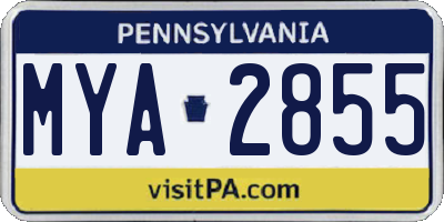 PA license plate MYA2855